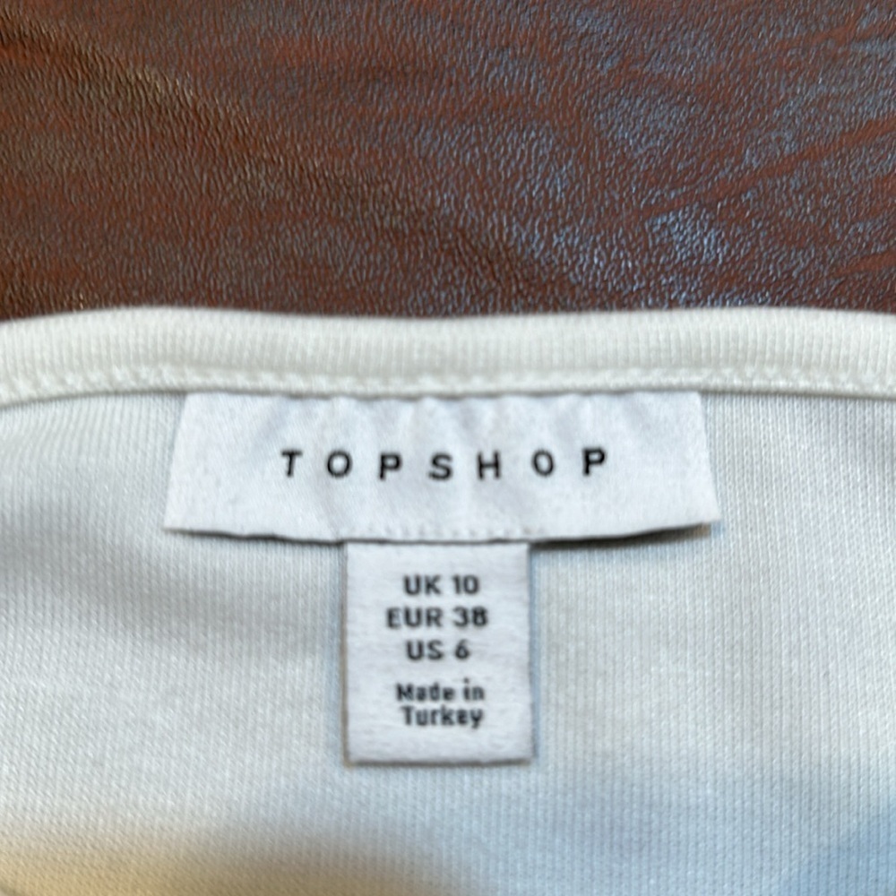 TOPSHOP Off-White Balloon Statement Sleeve Poplin Square Neck Crop Top Size 6 - Picture 8 of 9